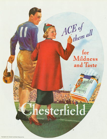 Chesterfield Cigarettes Ace Of Them All 1937 | Sex Appeal Vintage Ads and Covers 1891-1970