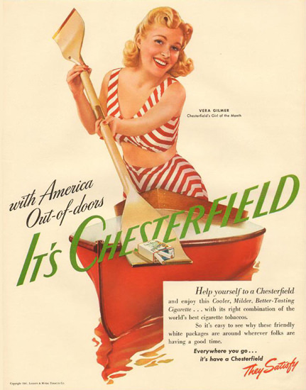 Chesterfield Cigarettes Pin Up Girl | Sex Appeal Vintage Ads and Covers 1891-1970