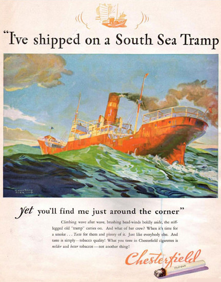 Chesterfield Cigarettes South Sea Tramp 1931 | Vintage Ad and Cover Art 1891-1970