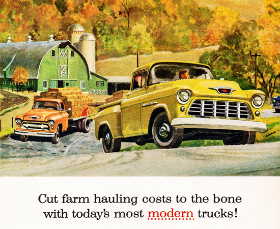 Chevrolet Trucks 1955 Cut Farm Hauling Costs | Vintage Cars 1891-1970