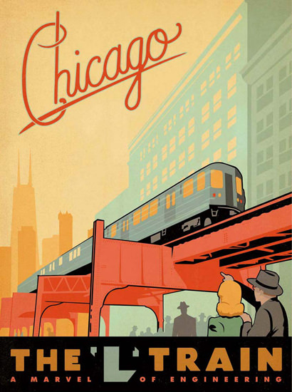 Chicago LTrain A Marvel Of Engeneering | Vintage Travel Posters 1891-1970