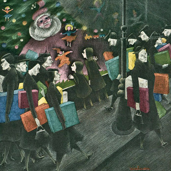Christina Malman The New Yorker 1947_12_13 Copyright crop | Best of Vintage Cover Art 1900-1970