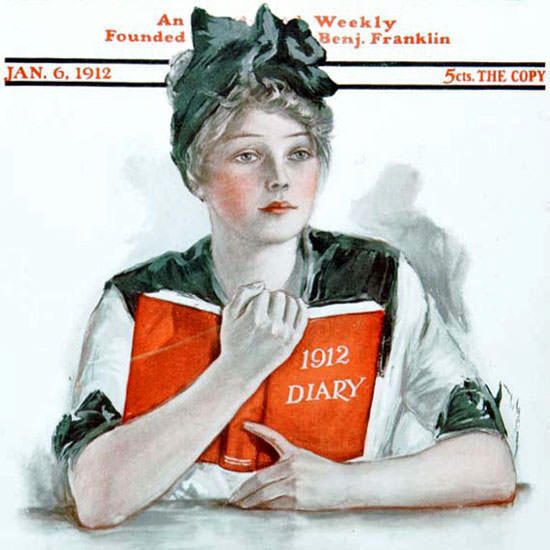 Clarence F Underwood Saturday Evening Post 1912_01_06 Copyright crop | Best of Vintage Cover Art 1900-1970