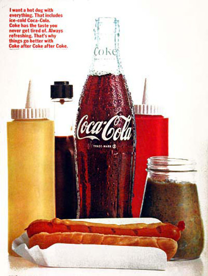 Coca-Cola 1960 Hot Dog With Everything | Vintage Ad and Cover Art 1891-1970