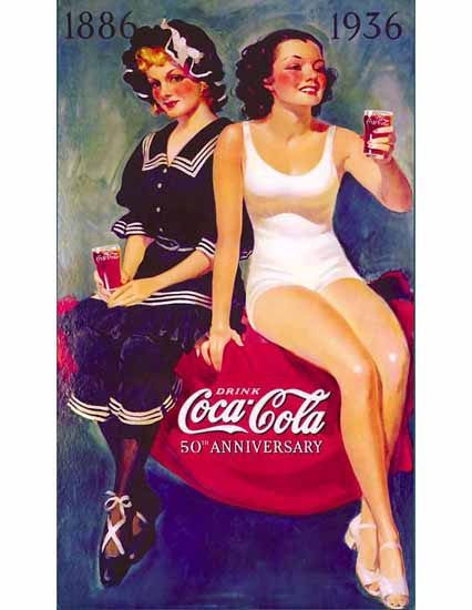Coca-Cola Ad 1936 50th Anniversary Sex Appeal | Sex Appeal Vintage Ads and Covers 1891-1970