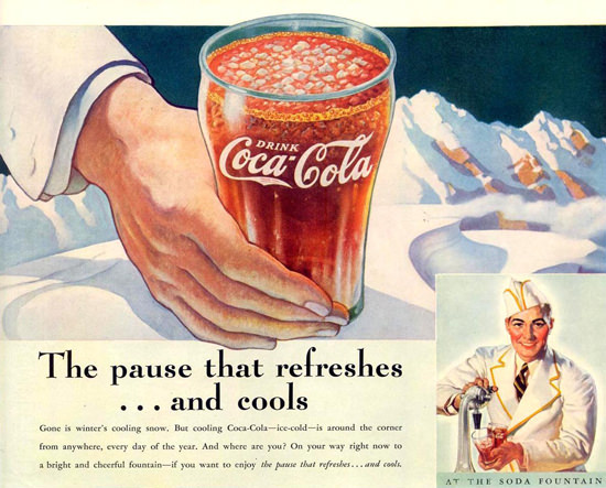 Coca-Cola At The Soda Fountain 1937 | Vintage Ad and Cover Art 1891-1970