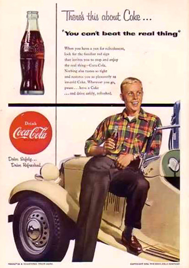 Coca-Cola Cant Beat The Real Thing Coke 1954 | Vintage Ad and Cover Art 1891-1970