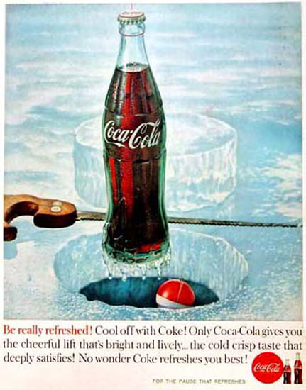 Coca-Cola Cool Off With Coke 1960 Icefishing | Vintage Ad and Cover Art 1891-1970