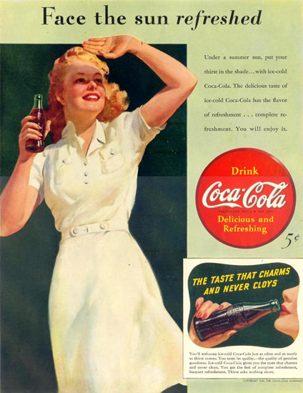 Coca-Cola Face The Sun Girl 1941 | Sex Appeal Vintage Ads and Covers 1891-1970