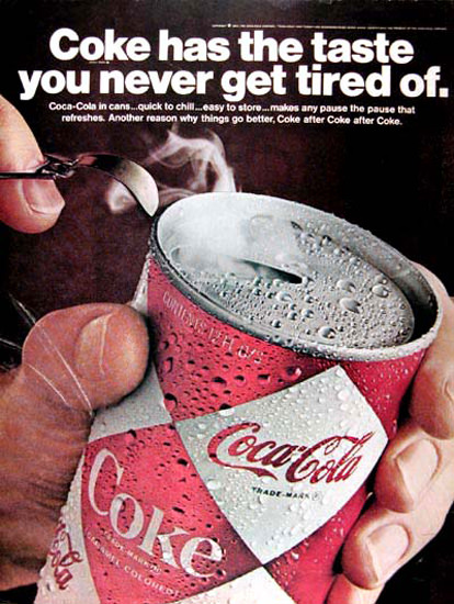 Coca-Cola Flat Top Can 1967 The Taste | Vintage Ad and Cover Art 1891-1970