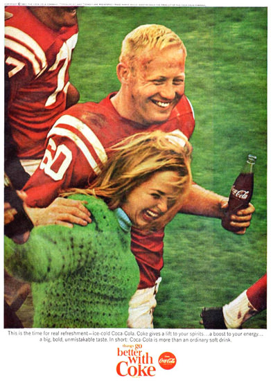 Coca-Cola Football 1965 | Sex Appeal Vintage Ads and Covers 1891-1970