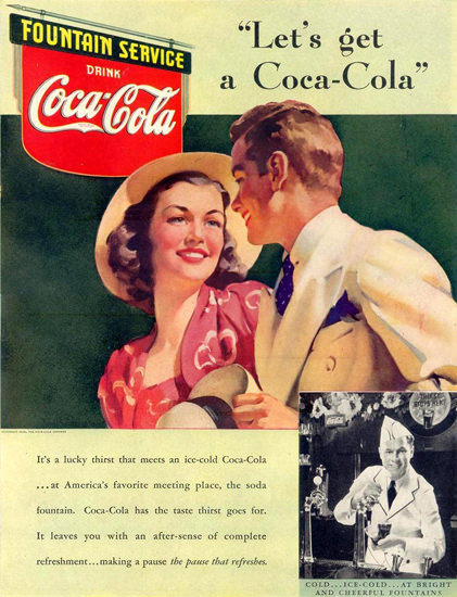 Coca-Cola Fountain Service 1939 | Sex Appeal Vintage Ads and Covers 1891-1970