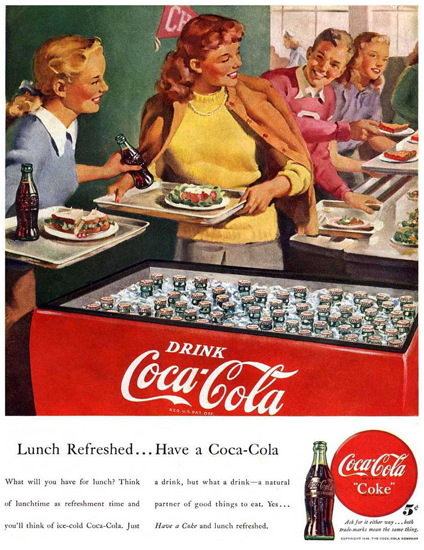 Coca-Cola Lunch Refreshed Have A Coke | Vintage Ad and Cover Art 1891-1970