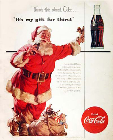 Coca-Cola Santa Claus 1954 Its My Gift For Thirst | Vintage Ad and Cover Art 1891-1970