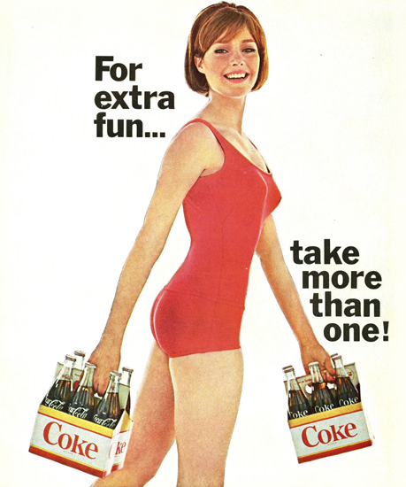 Coca-Cola Swim Suit Six Pack Girl For Extra Fun | Sex Appeal Vintage Ads and Covers 1891-1970