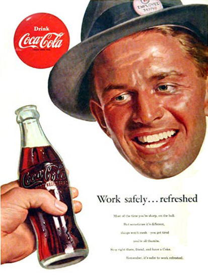 Coca-Cola Work Savely Employee | Vintage Ad and Cover Art 1891-1970