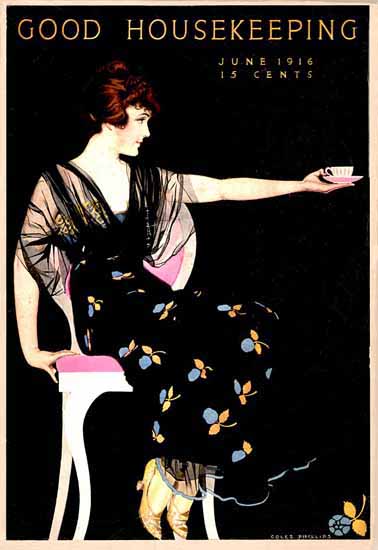 Coles Phillips Good Housekeeping June 1916 Fadeaway Girl Copyright C | 200 Coles Phillips Magazine Covers and Ads 1908-1927