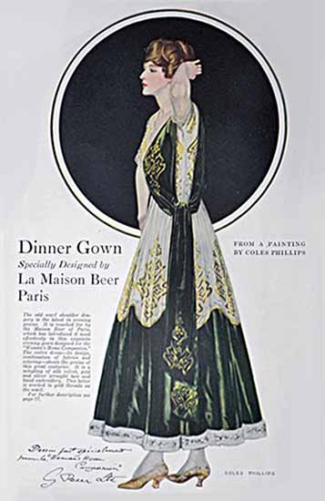 Coles Phillips La Maison Beer Paris Dinner Gown 1916 Sex Appeal | Sex Appeal Vintage Ads and Covers 1891-1970