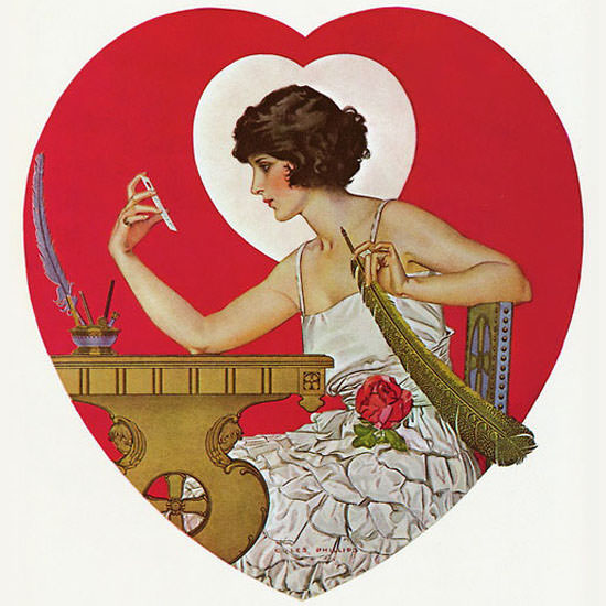 Coles Phillips Life Magazine Heart to Heart 1922-02-16 Copyright crop | Best of Vintage Cover Art 1900-1970