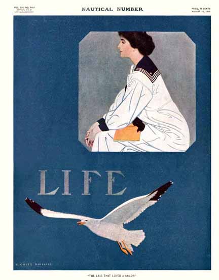 Coles Phillips Life Magazine Love a Sailor 1910-08-18 Copyright | Life Magazine Graphic Art Covers 1891-1936