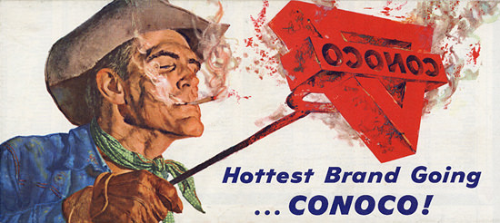 Conoco Cowboy Hottest Brand Going Map 1963 | Sex Appeal Vintage Ads and Covers 1891-1970