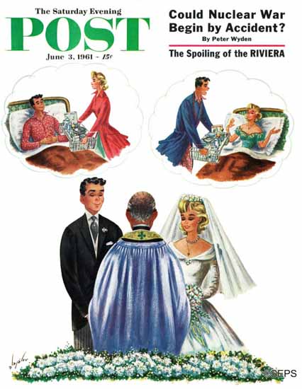 Constantin Alajalov Saturday Evening Post Breakfast in Bed 1961_06_03 | The Saturday Evening Post Graphic Art Covers 1931-1969