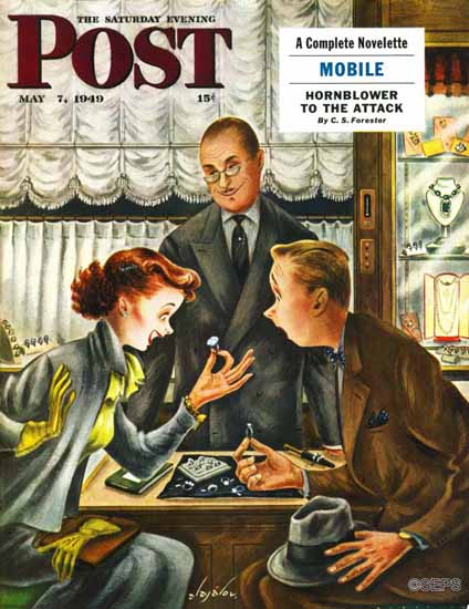 Constantin Alajalov Saturday Evening Post Engagement Ring 1949_05_07 | The Saturday Evening Post Graphic Art Covers 1931-1969