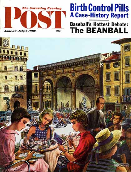 Constantin Alajalov Saturday Evening Post Postcards Home 1962_06_30 | The Saturday Evening Post Graphic Art Covers 1931-1969