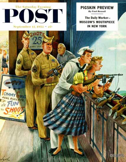 Constantin Alajalov Saturday Evening Post Shooting Gallery 1953_09_12 | The Saturday Evening Post Graphic Art Covers 1931-1969