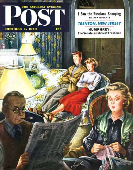 Constantin Alajalov Saturday Evening Post TV Date 1949_10_01 | The Saturday Evening Post Graphic Art Covers 1931-1969