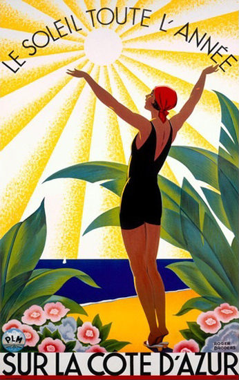 Cote D Azur Le Soleil Toute L Annee Beach Girl | Sex Appeal Vintage Ads and Covers 1891-1970