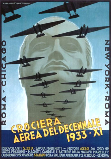 Croceria Aerea Del Decennale 1933 Roma A | Vintage Travel Posters 1891-1970
