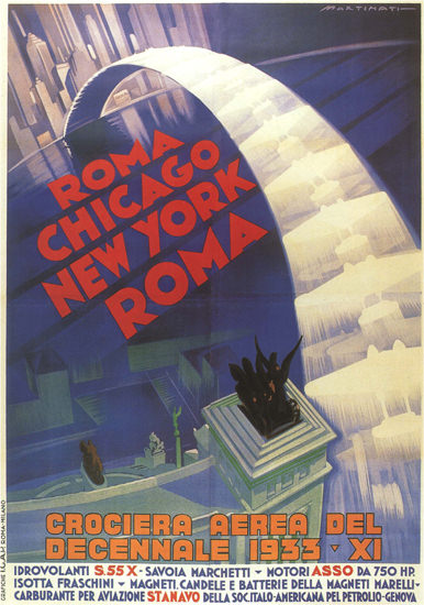 Crociera Aerea Del Decennale 1933 Roma B | Vintage Travel Posters 1891-1970