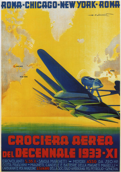 Crociera Aerea Del Decennale 1933 Roma C | Vintage Travel Posters 1891-1970