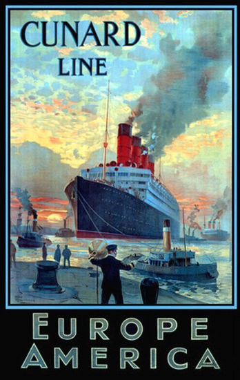 Cunard Line Europe America Ocean Liner | Vintage Travel Posters 1891-1970