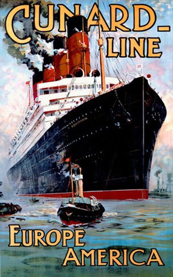 Cunard Line Europe America Passenger Liner | Vintage Travel Posters 1891-1970