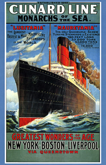 Cunard Line Wonders Of Age Steam Ship 1940 | Vintage Travel Posters 1891-1970