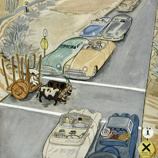 Daniel Alain Brustlein The New Yorker 1951_01_27 Copyright crop | Best of Vintage Cover Art 1900-1970