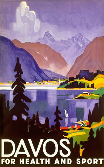 Davos For Health Sport Switzerland Alps Resort | Vintage Travel Posters 1891-1970