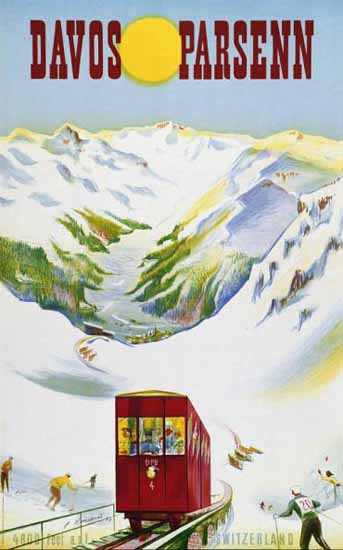 Davos Parsenn Rail Switzerland 1947 | Vintage Travel Posters 1891-1970