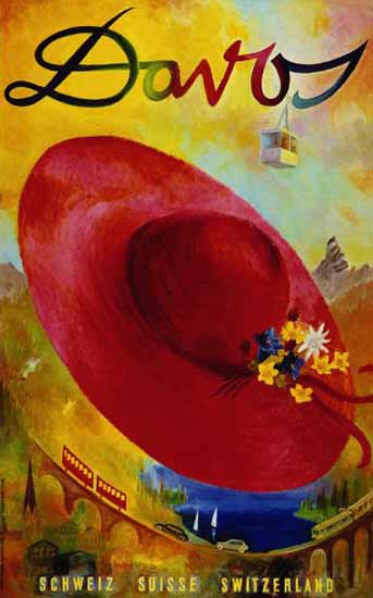 Davos Schweiz Suisse Switzerland 1953 | Vintage Travel Posters 1891-1970