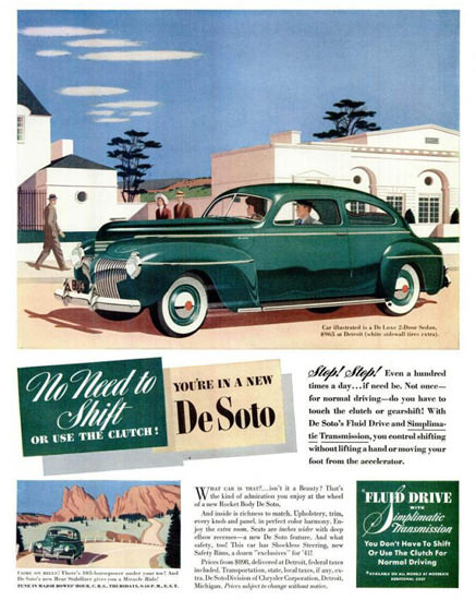 DeSoto 1941 Green No Need To Shift Fluid Drive | Vintage Cars 1891-1970