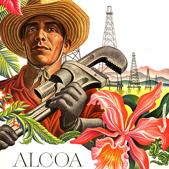Detail Of Alcoa Buy In The Land Where Gold Is Black 1949 | Best of Vintage Ad Art 1891-1970