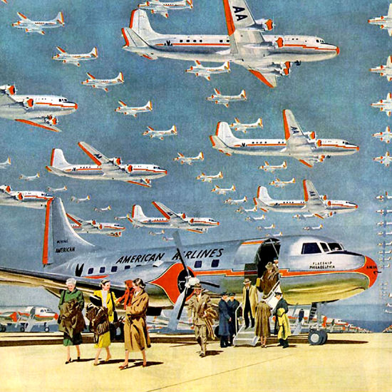 Detail Of American Airlines 1950 Sets Pace Flagship Fleet L | Best of Vintage Ad Art 1891-1970