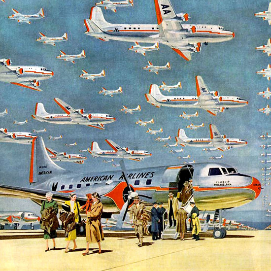Detail Of American Airlines 1950 Sets Pace Flagship Fleet L | Best of 1950s Ad and Cover Art