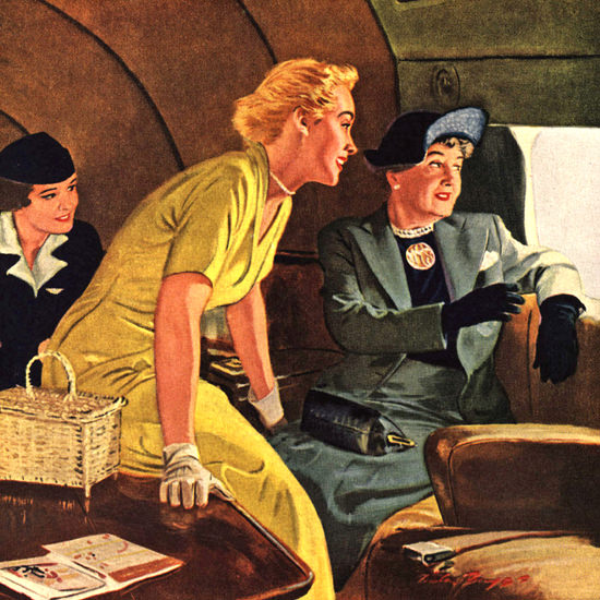 Detail Of American Airlines Columbus Discoverd First Class 1949 | Best of 1940s Ad and Cover Art