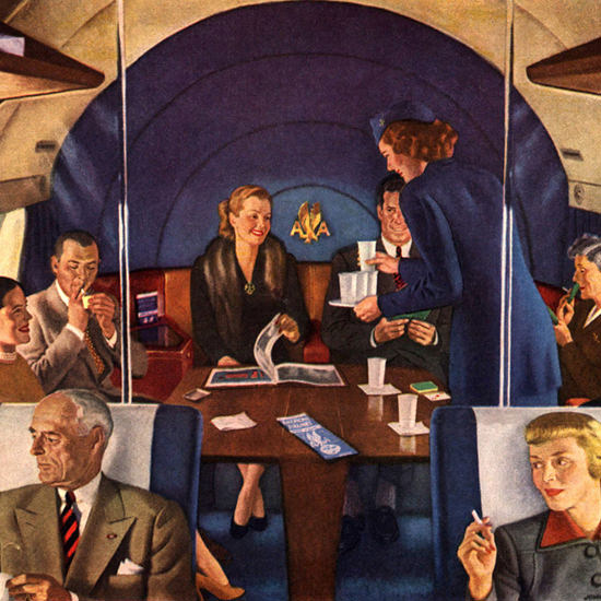 Detail Of American Airlines Cost To Cost New York LA | Best of Vintage Ad Art 1891-1970
