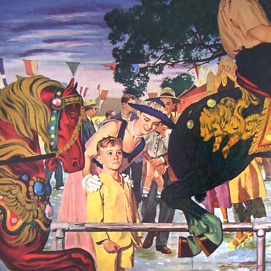 Detail Of American Airlines Merry-Go-Round The First Ride | Best of Vintage Ad Art 1891-1970