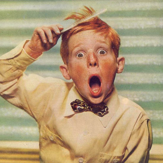Detail Of American Cyanamid Co Hair Stands On End 1955 | Best of 1950s Ad and Cover Art