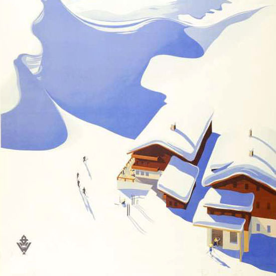 Detail Of Austria 1935 Snow Mountains | Best of Vintage Ad Art 1891-1970